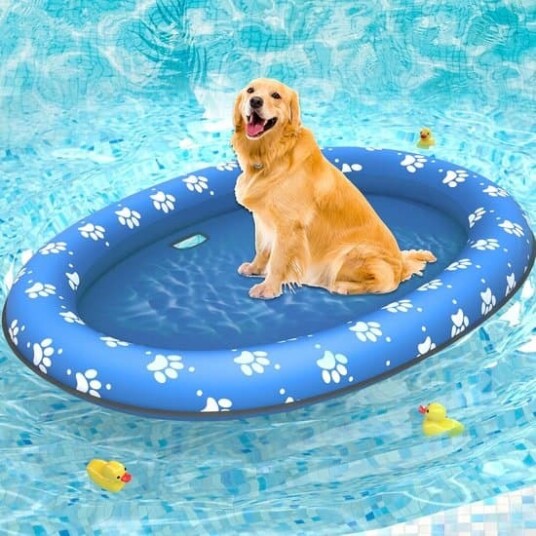 Oppblåsbar hundemadrass   90 x 65 x 12 cm   PVC   For små mellomstore og store hunder   Bæreveske inkludert   Sommerleke