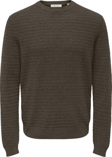 Only & Sons Loui Long Sleeve Structure Crew Regular Brun XXL Only & Sons Loui Long Sleeve Structure Crew Regular Brun XXL