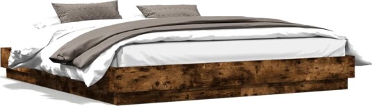 Sengeramme med LED-lys røkt eik 180x200 cm 8721012275119