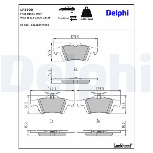 Bremseklosser DELPHI LP3600