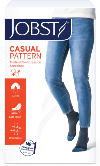 JOBST Casual Pattern knestrømpe Klasse 1 large blå 1 par