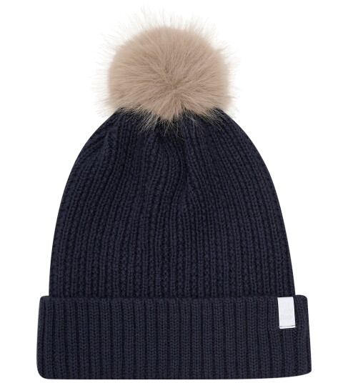 Minymo Hat W. Detachable Fake Fur - Navy - 3-6Y