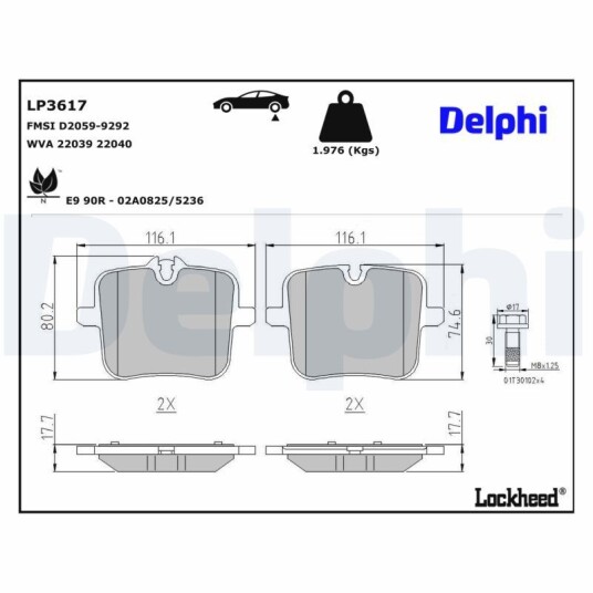 Bremseklosser DELPHI LP3617 Bremseklosser DELPHI LP3617