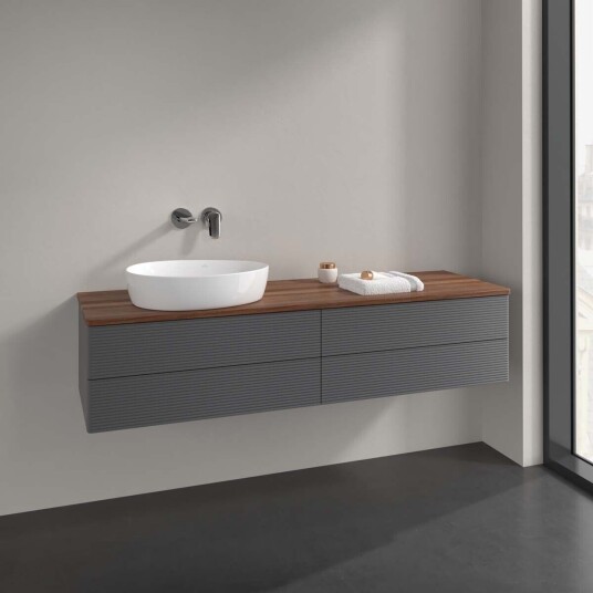 Villeroy & Boch  Antao Servantskap med 4 skuffer 160x50x36 cm u/lys Antrasitt/Valnøtt