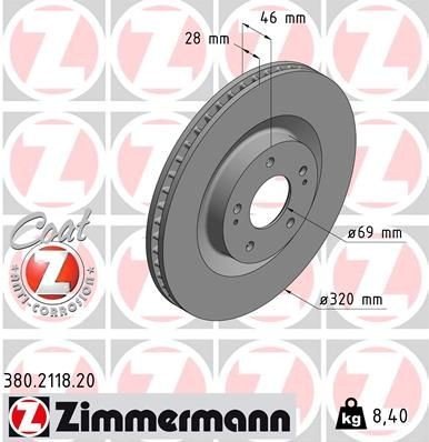 Bremseskive ZIMMERMANN 380.2118.20