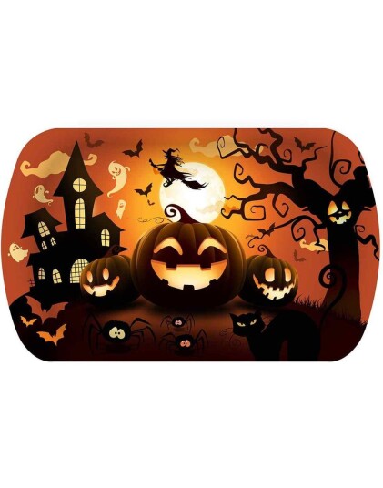 Serveringsfat i Hardplast med Gresskar og Andre Halloweenmotiver 29x15x3,5 cm