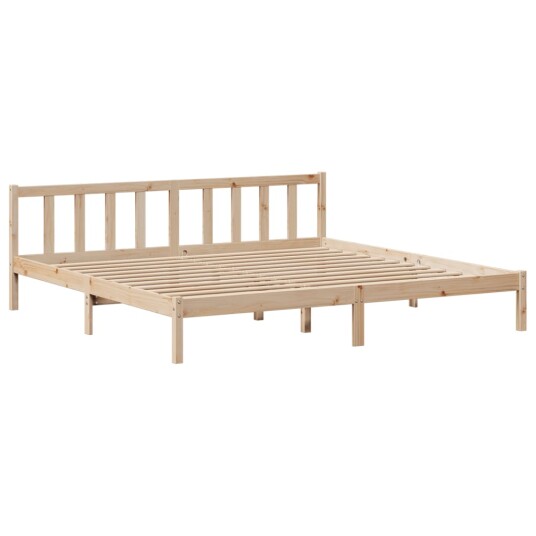 Seng med bokhylle uten madrass 180x200 cm heltre furu 3321663