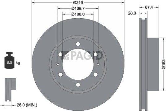 PAGID 55749NC Bremseskive PAGID 55749NC Bremseskive