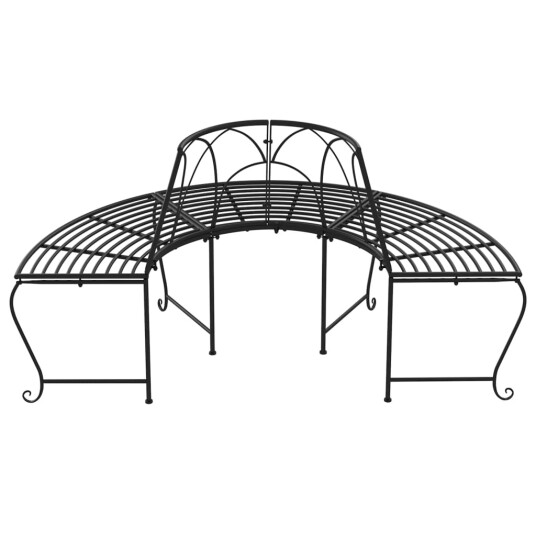 vidaXL Benk halvrund tre 2 stk Ø159 cm svart stål vidaXL Benk halvrund tre 2 stk Ø159 cm svart stål