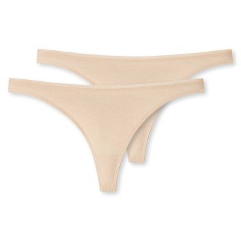 Schiesser Truser 2P 95 5 Organic Cotton Thongs Beige økologisk bomull Large Dame
