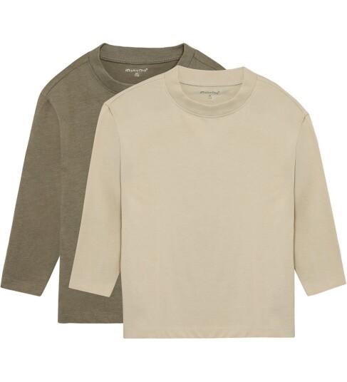 Minymo T Shirt Ls Loose Fit 2 Pack Khaki green 116 Minymo T Shirt Ls Loose Fit 2 Pack Khaki green 116