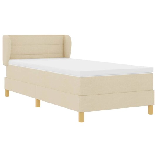 Box Spring Seng med Madrass Krem 90x200 cm Stoff