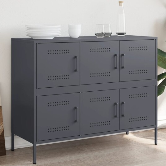 Skjenk antrasitt 100,5x39x79 cm stål 8721102390609