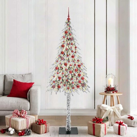  Juletre med 300 LED med stativ Hvit 210 cm PE og stål