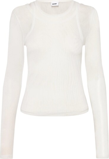 NOISY MAY Nmjudith L/S Doublelayer Mesh Top Tnt/14 White XL