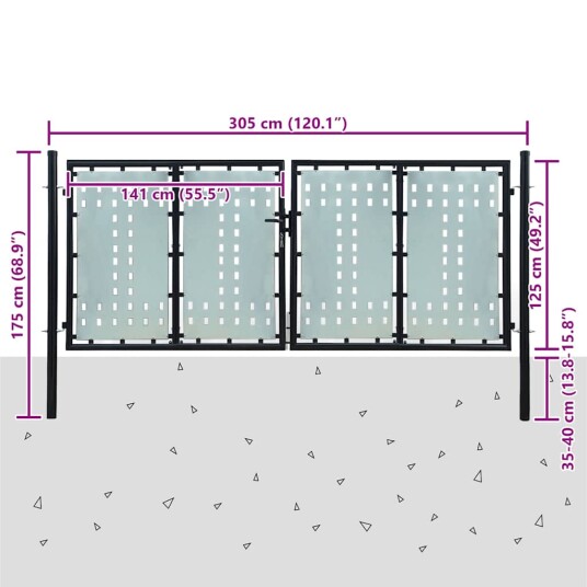 vidaXL Gjerdeport enkelt svart 300x200 cm vidaXL Gjerdeport enkelt svart 300x200 cm