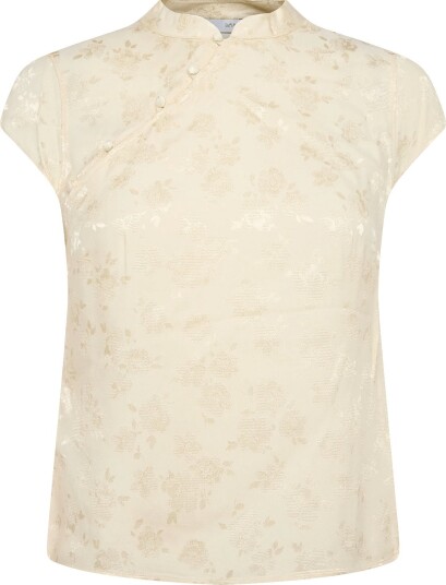 Mango Jacquard Top With Strap Neck LIGHT BEIGE M