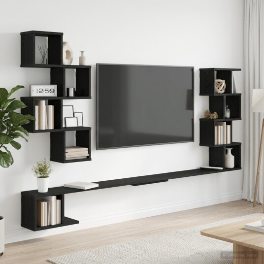 vidaXL Vegghengt TV hylle Svart eik 160 x 15 x 94 cm Konstruert tre