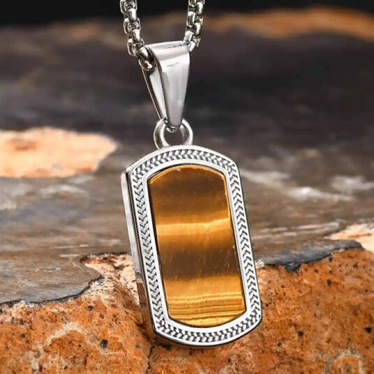Tiger Herre halssmykke med Tiger Eye stein. Tiger Herre halssmykke med Tiger Eye stein.