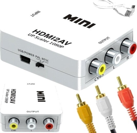 Av Adapter Retoo Rca Cinch X3 Hdmi Hvit E377