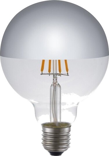 Spl E27 4W dimbar LED globepære   G95 topforsølvet filament 2500K   Dimbar : Dimbar Kulør : Ekstra varm