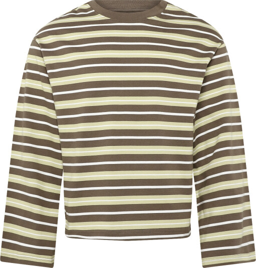 Gina Tricot Stripe Long Sleeve Tee Khaki green L