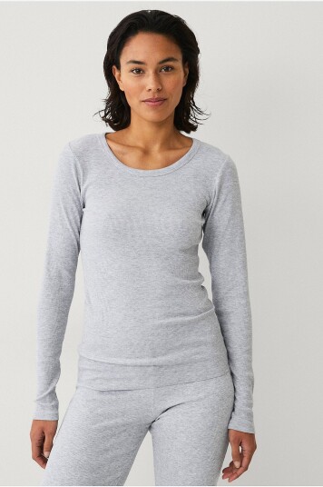 Ellos STUDIO   Yogatrøye LS Tee Soft Rib   Grå