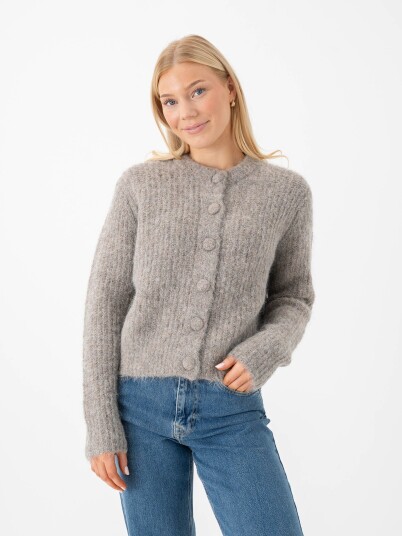 Selected Femme Gabriella Long Sleeve O Neck Button Cardigan Grå XXL