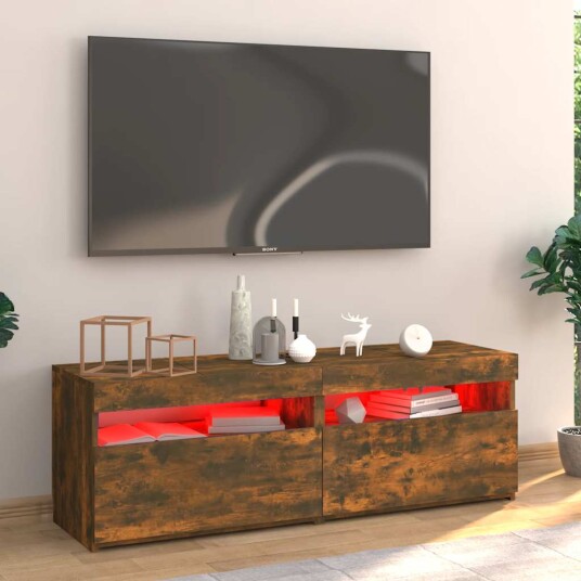 vidaXL TV-benk med LED-lys røkt eik 120x35x40 cm vidaXL TV-benk med LED-lys røkt eik 120x35x40 cm