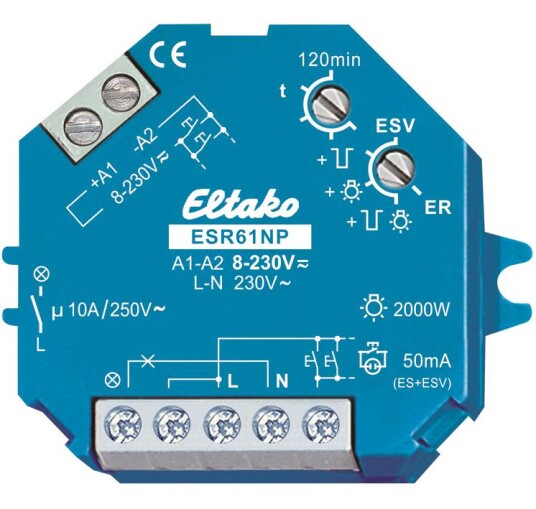 Eltako ESR61NP UC Multirelé 10A 8 230 V 2000 W 0 50 Hz Elfordeling & strømforsyning