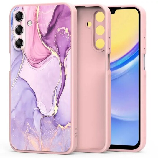 Tech-Protect Samsung Galaxy A15 (5G) / A15 Tech-Protect Marble Deksel - Rosa / Lilla