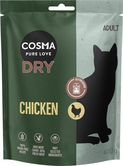 Cosma Tørrfôr Extruded Single Meat 2 X Kylling 400 G 2 kg 2 X 2 kg 400 G