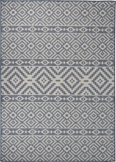 vidaXL Utendørs flatvevd teppe 120x170 cm blå striper vidaXL Utendørs flatvevd teppe 120x170 cm blå striper