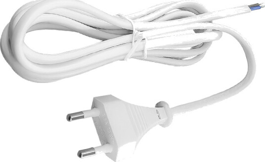 150cm strømkabel 250V IP20 innendørs Hvit Eurostøpsel og avisolerte ledninger 6A 150cm strømkabel 250V IP20 innendørs Hvit Eurostøpsel og avisolerte ledninger 6A