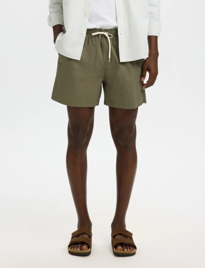 Selected Slhcooper Seersucker Swimshorts Khaki green S Selected Slhcooper Seersucker Swimshorts Khaki green S