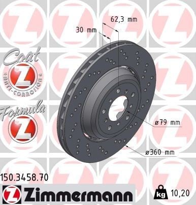 Bremseskive ZIMMERMANN 150.3458.70