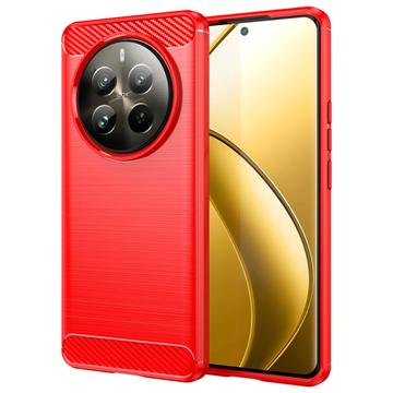 Realme 12 Pro/12 Pro+ Børstet TPU Deksel Karbonfiber Rød