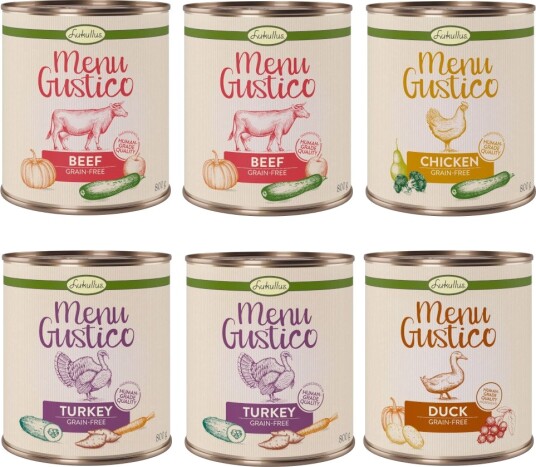 Lukullus Våtfôr Menu Gustico Blandet Pakke 2X 2X 1X 1X And Kylling Kalkun Biff 24 X 800 G