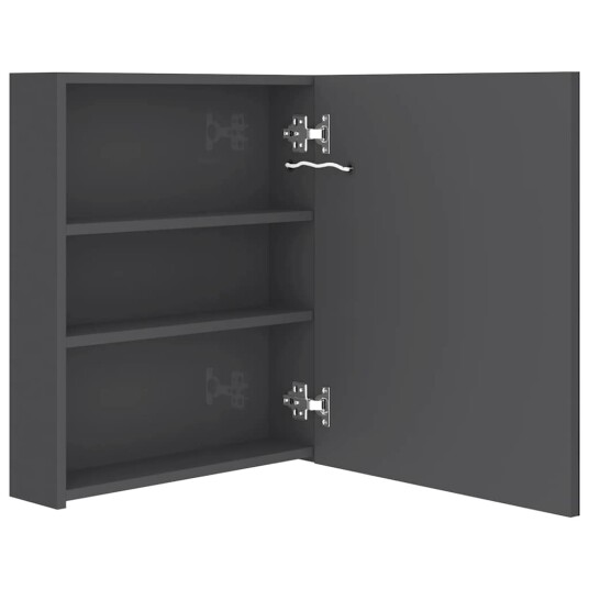 vidaXL LED-speilskap til bad blank grå 50x14x60 cm