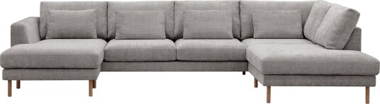 Florenz 4 seters Høyrevendt U formet Sofa med Divan og Sjeselong i Chenille   Lys grå