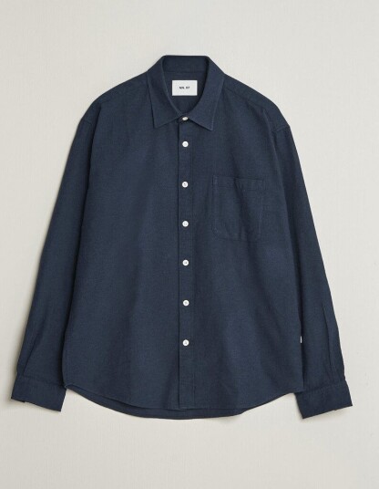 NN07 Dino Brushed Flannel Shirt Navy Blue