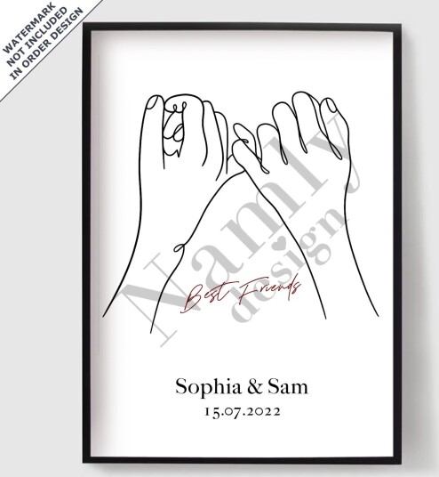 Personalisert plakat   Beste venner Pinky Promise