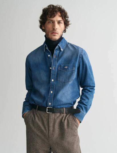 GANT Reg Denim Shirt - Blue - XXL