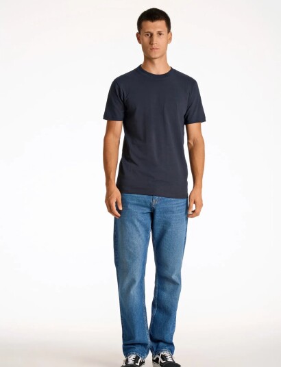 Lindbergh Organic Slub Yarn O Neck Tee S/S   Navy   XXL