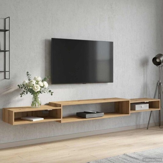 vidaXL Vegghengt TV-skap Veggmontert Artisan eik 220 x 28 x 21 cm