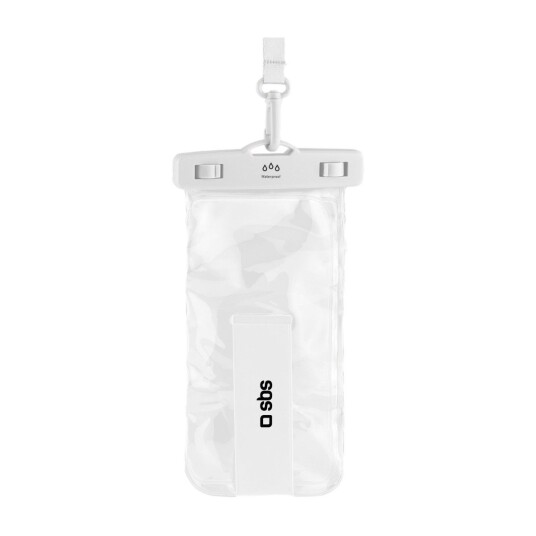 SBS Vanntett Mobildeksel med Selfie Grip for telefoner opptil 6,8", Hvit
