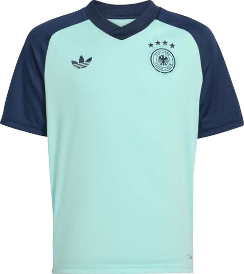 Tyskland Trenings T skjorte Pre Match Borte World Cup 2026 Flash Aqua Barn adidas størrelse 140 cm