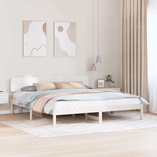  Sengestamme med hodegjerde Hvit 180 x 200 cm Heltre furu