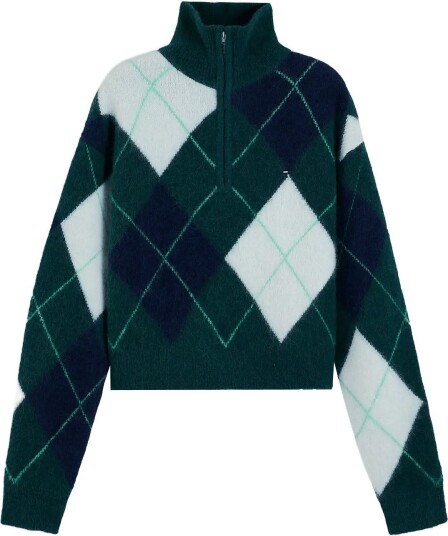 Tommy Jeans Tjw Fluffy Quarter Zip Sweater Green S