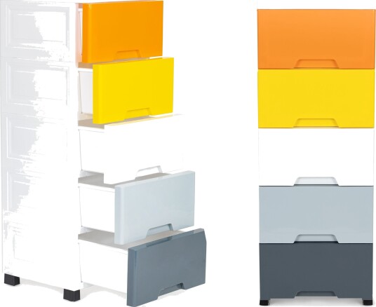 Reol med 5 uttrekkbare skuffer ben med hjul ModernHome Reol med 5 uttrekkbare skuffer ben med hjul ModernHome